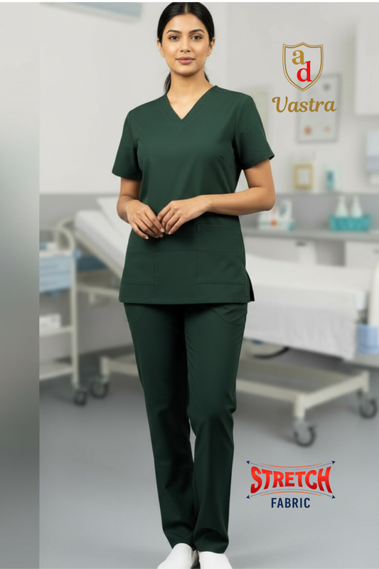 Flex V-Neck Scrub – Women’s, Dark Green (Stretchable)