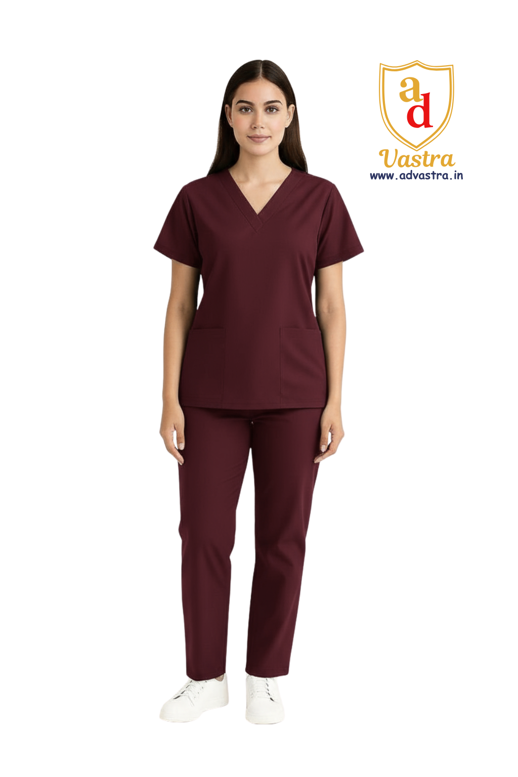 Classic V-Neck Scrub – Women’s, Maroon
