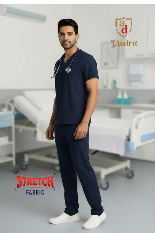 Flex V-Neck Scrub – Men’s, Navy blue (Stretchable)