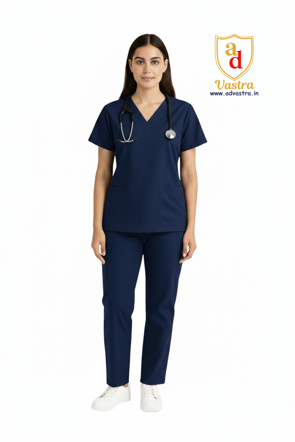 Classic V-Neck Scrub – Women’s, Navy Blue