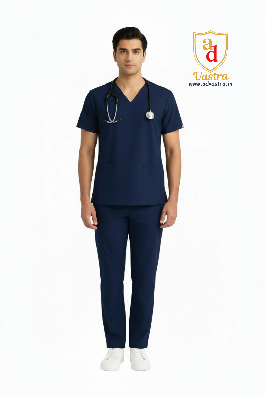 Classic V-Neck Scrub – Men’s, Navy Blue