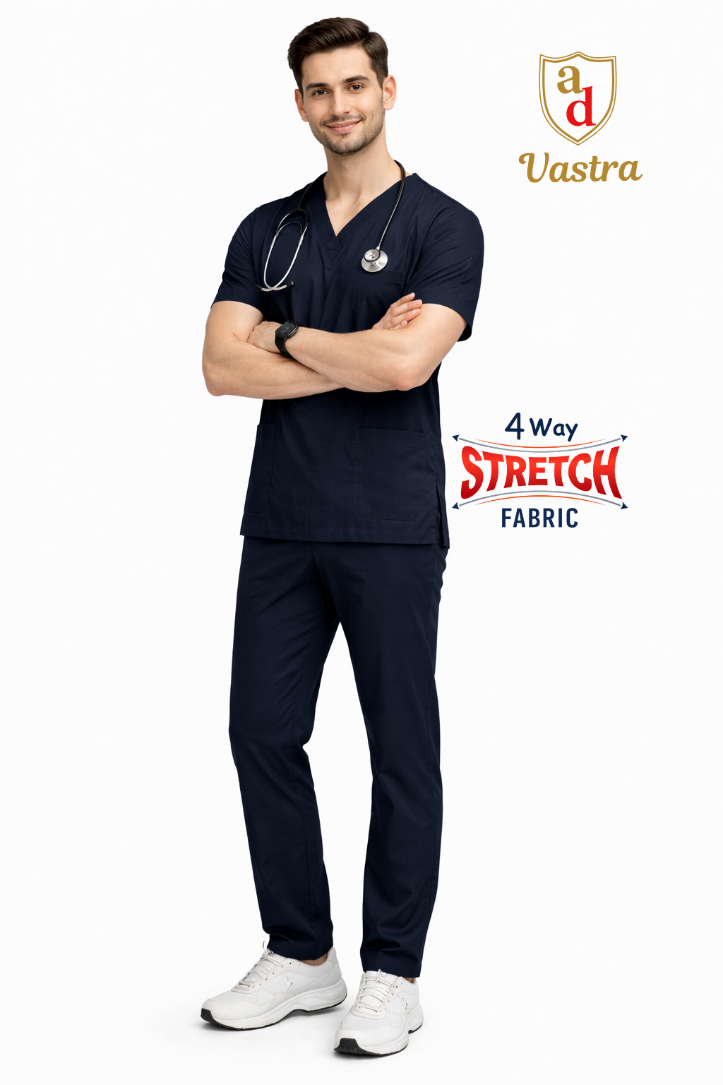 Elite Flex 4-way stretch Men’s Scrubs - Navy Blue