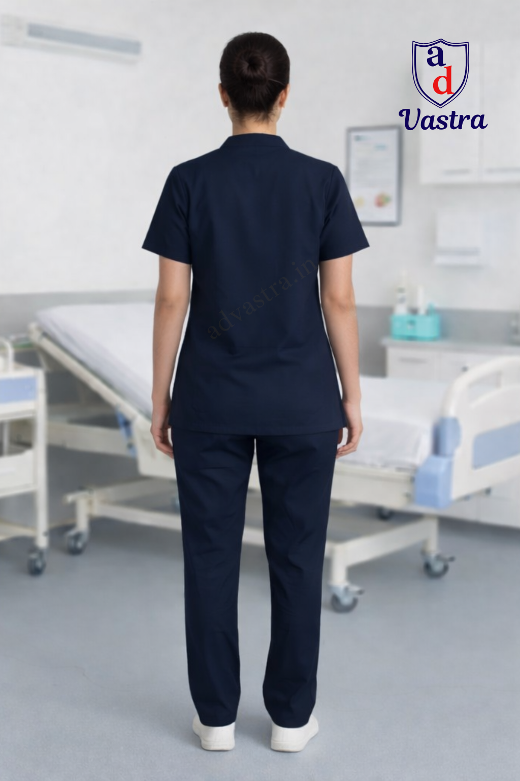 Mandarin Collar  Women’s Scrubs - Blue