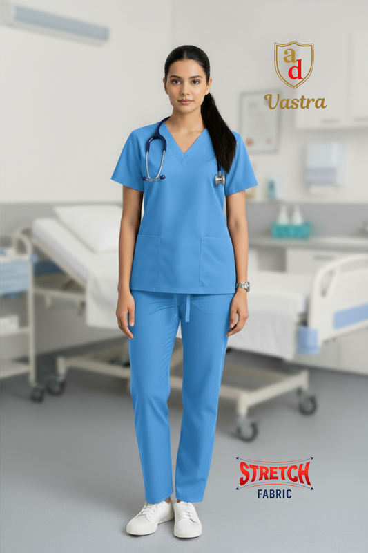 Flex V-Neck Scrub – Women’s, Sky Blue (Stretchable)