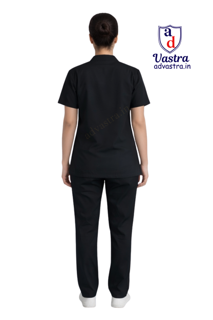 Mandarin Collar  Women’s Scrubs - Black