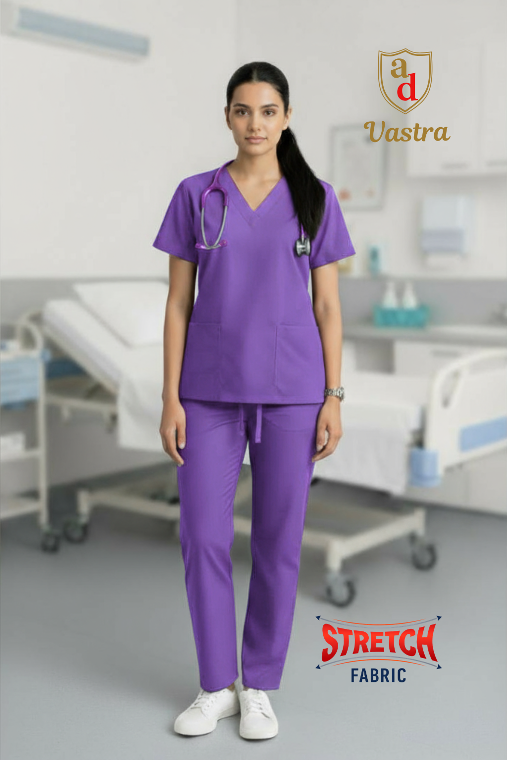 Flex V-Neck Scrub – Women’s, Lavender (Stretchable)