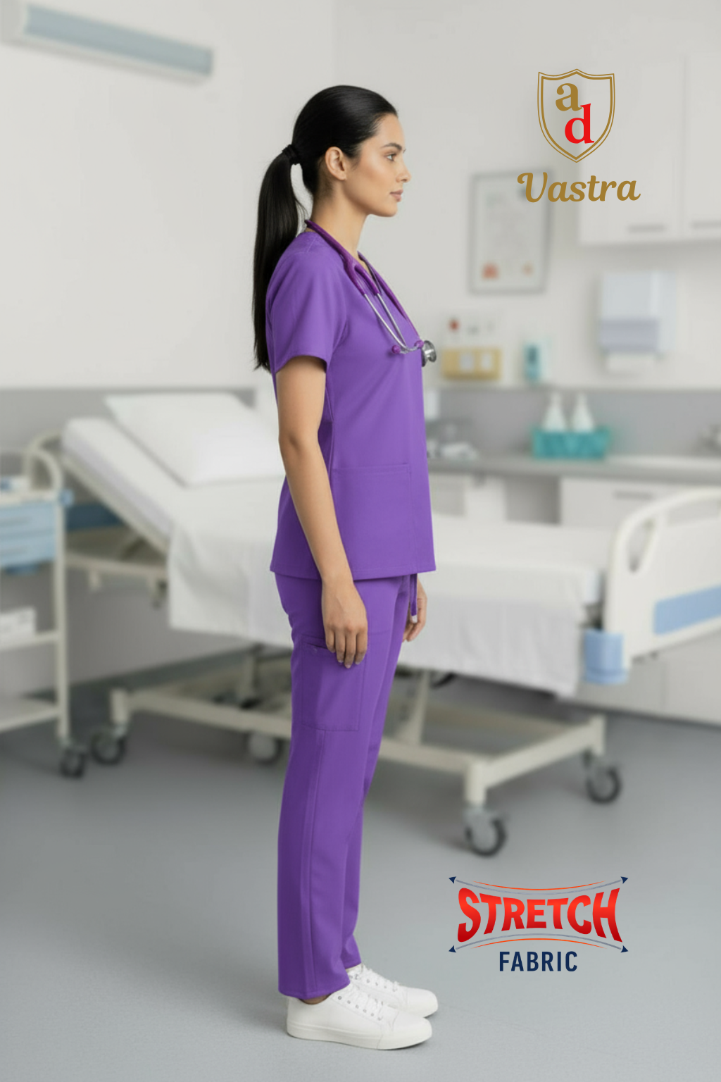 Flex V-Neck Scrub – Women’s, Lavender (Stretchable)