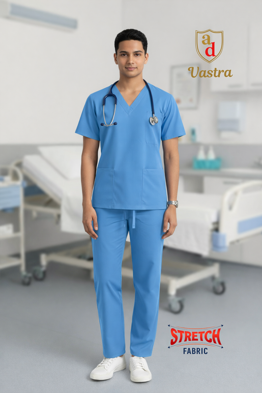 Flex V-Neck Scrub – Men’s, Sky Blue (Stretchable)