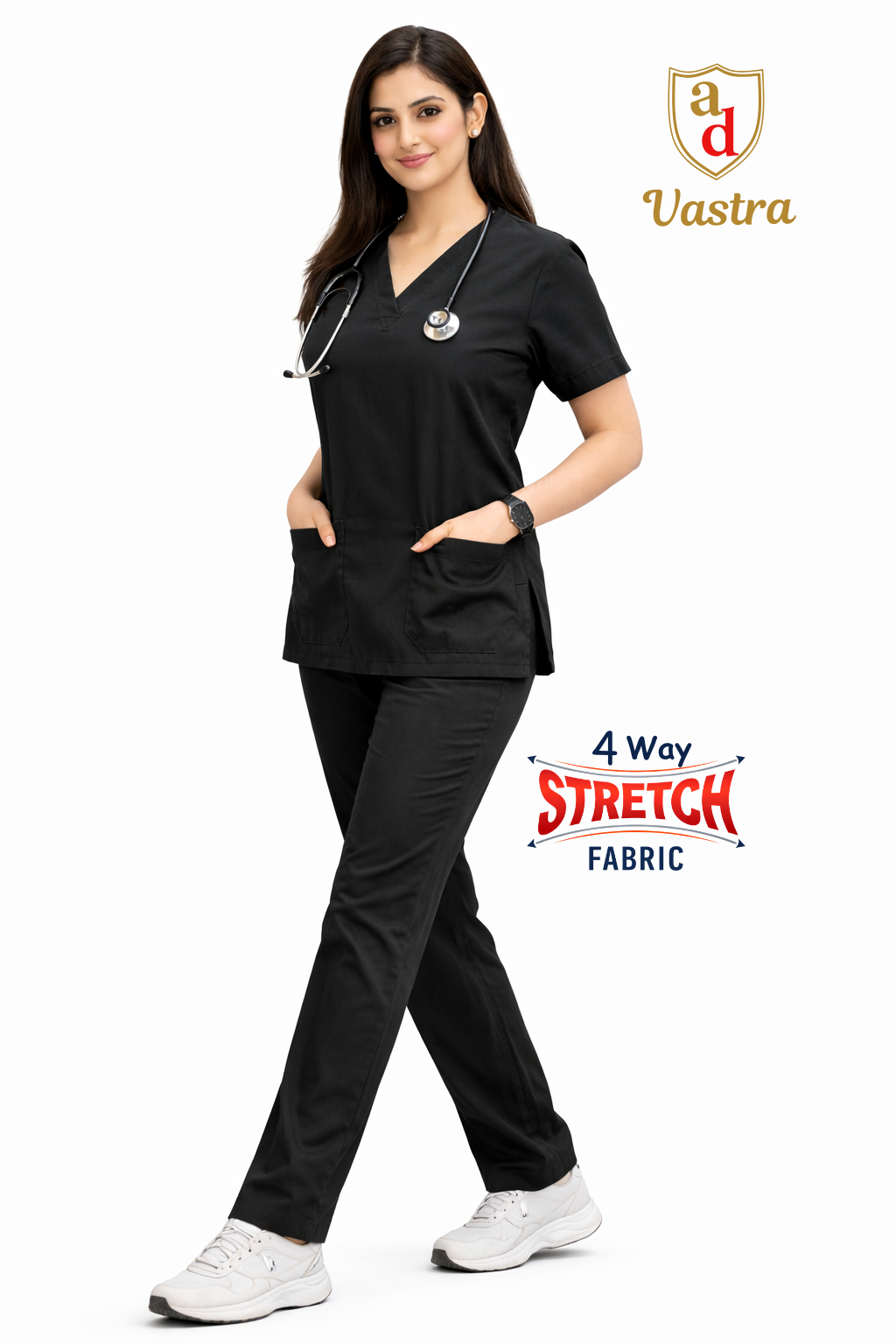 Elite Flex 4-way stretch Women’s Scrubs - Black