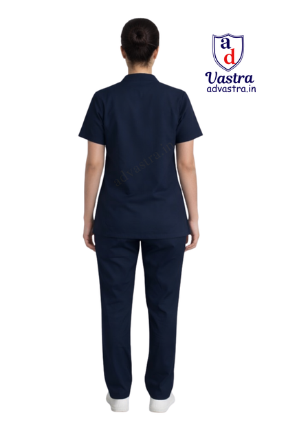 Mandarin Collar  Women’s Scrubs - Blue