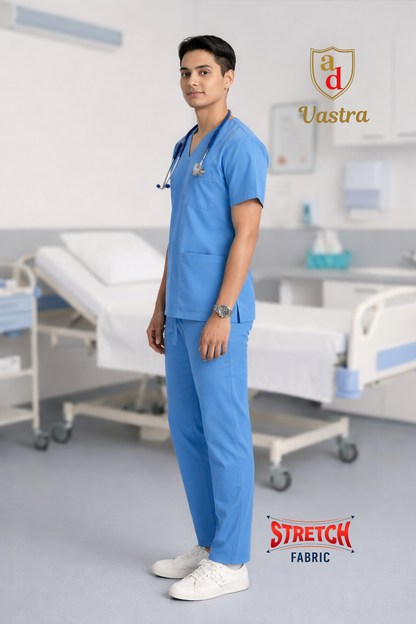 Flex V-Neck Scrub – Men’s, Sky Blue (Stretchable)