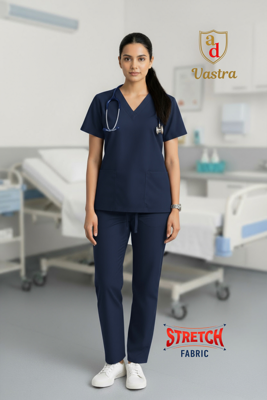 Flex V-Neck Scrub – Women’s, Navy Blue (Stretchable)