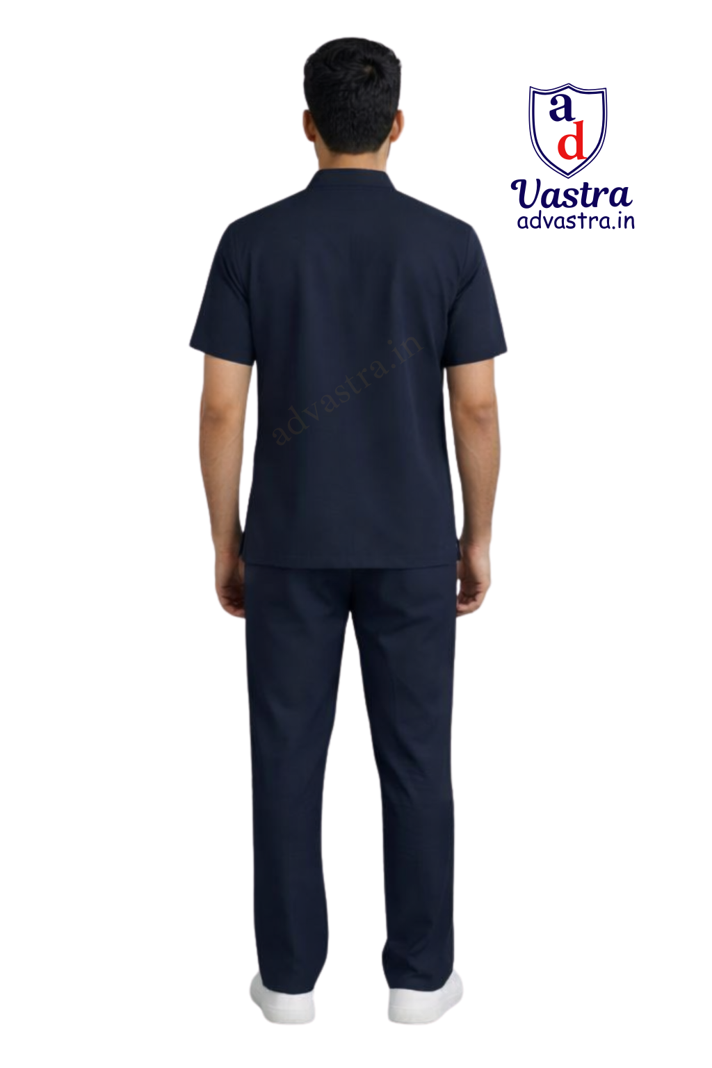 Mandarin Collar  Men’s Scrubs - Blue