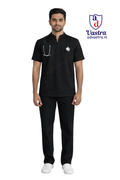 Mandarin Collar  Men’s Scrubs - Black