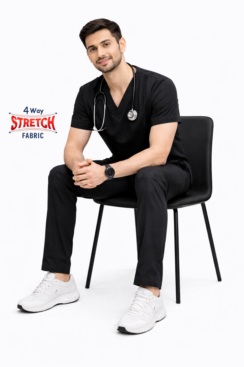 Elite Flex 4-way stretch Men’s Scrubs - Black