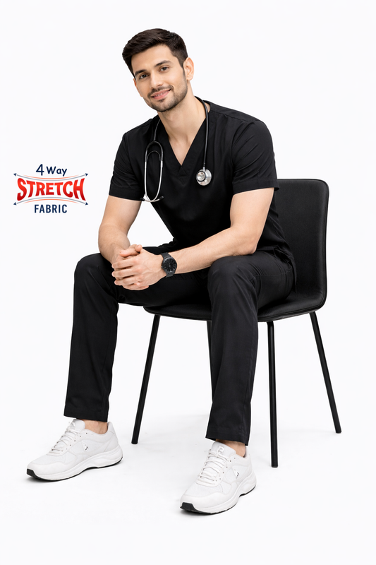 Elite Flex 4-way stretch Men’s Scrubs - Black