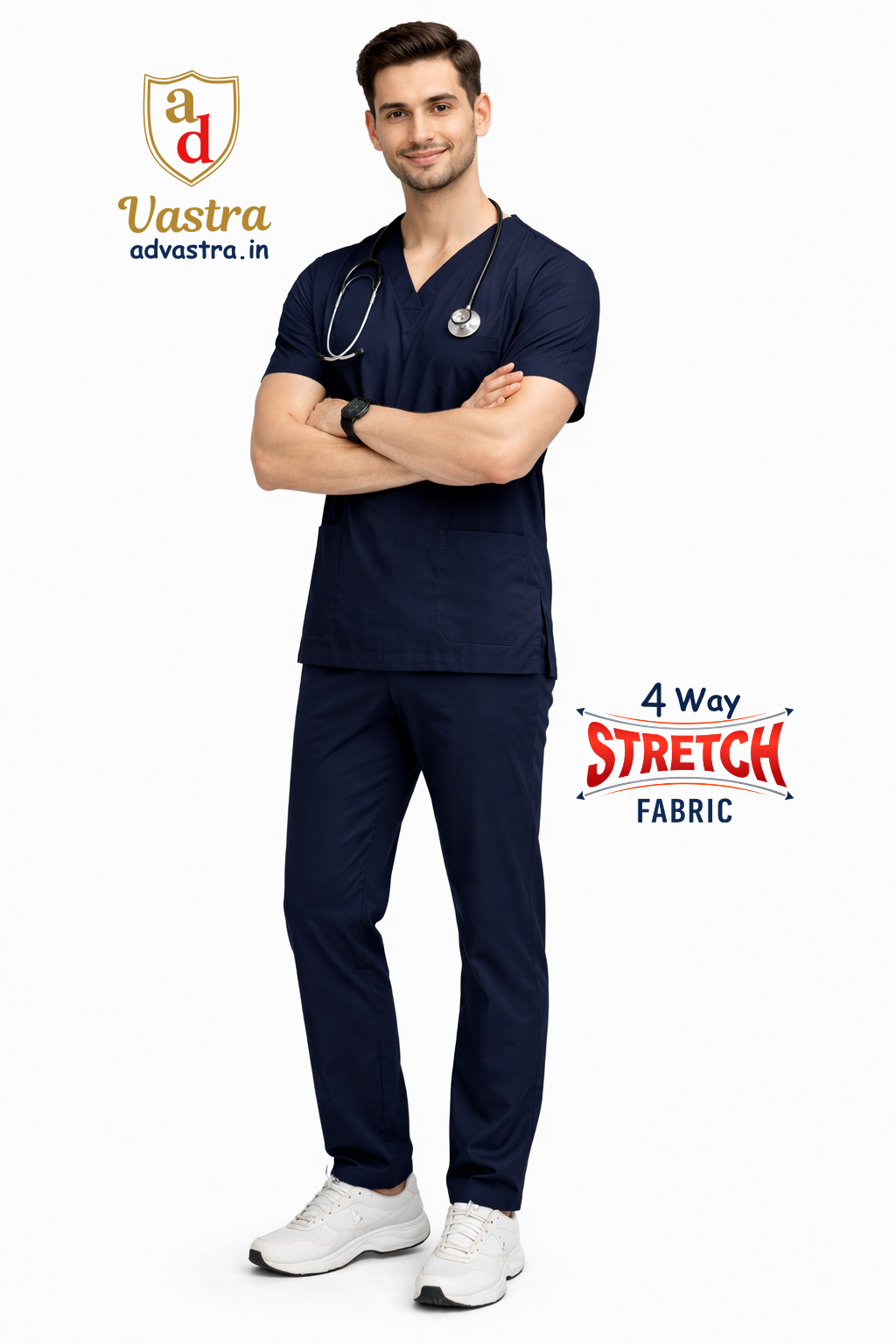 Elite Flex 4-way stretch Men’s Scrubs - Navy Blue