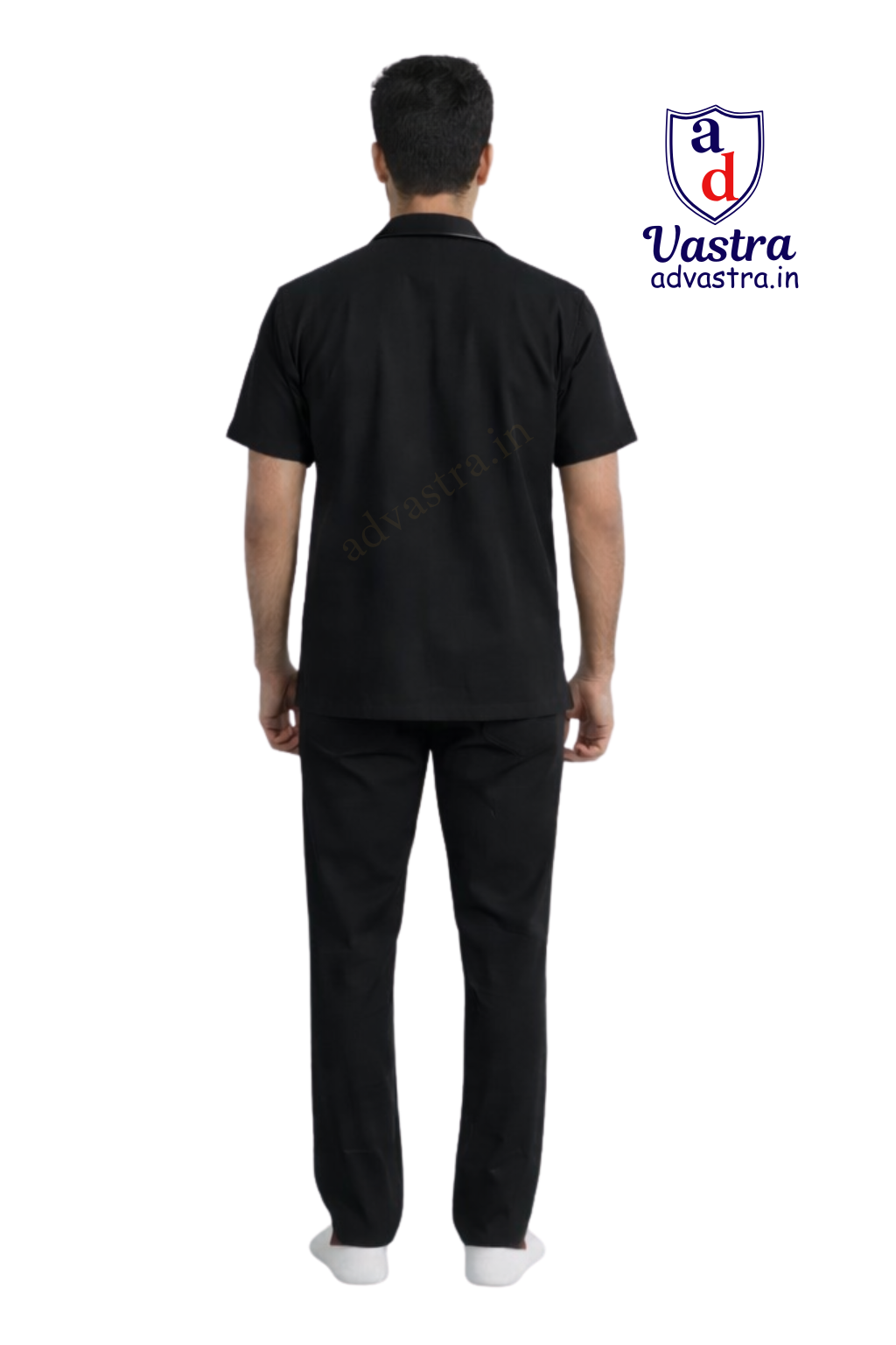 Mandarin Collar  Men’s Scrubs - Black
