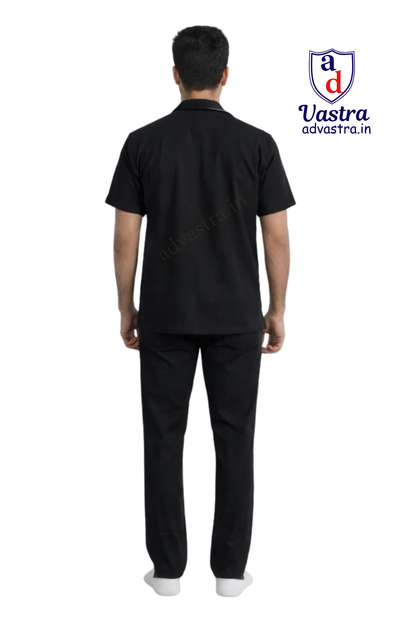 Mandarin Collar  Men’s Scrubs - Black