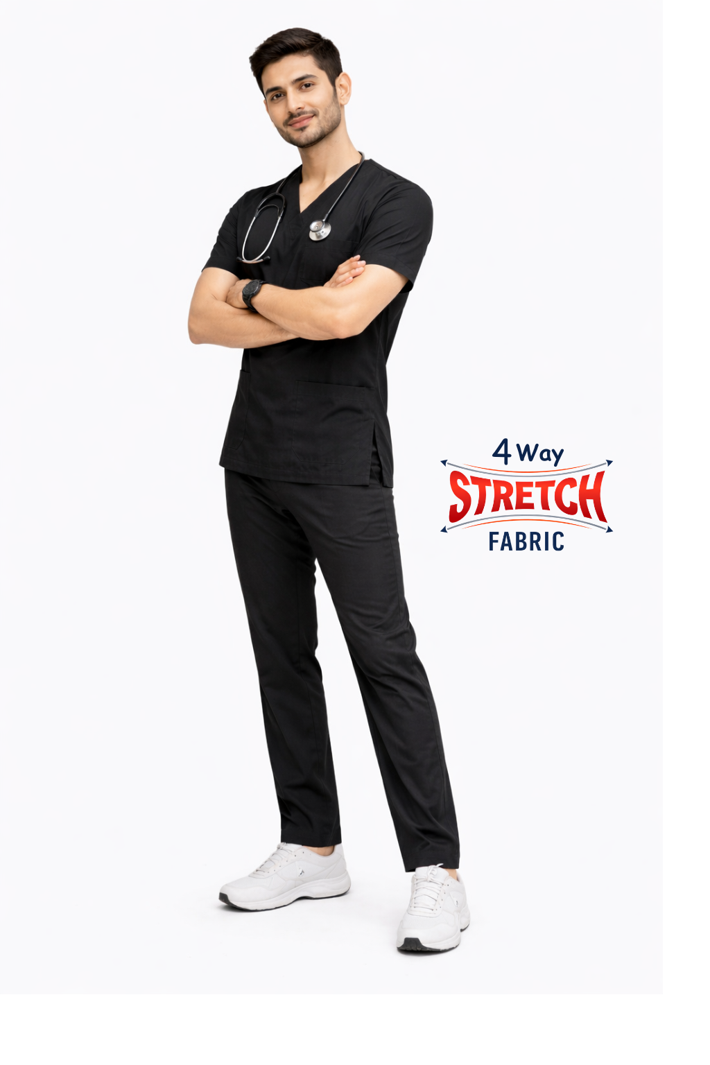 Elite Flex 4-way stretch Men’s Scrubs - Black