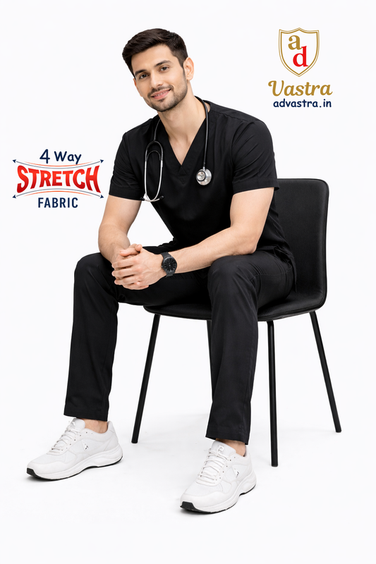 Elite Flex 4-way stretch Men’s Scrubs - Black