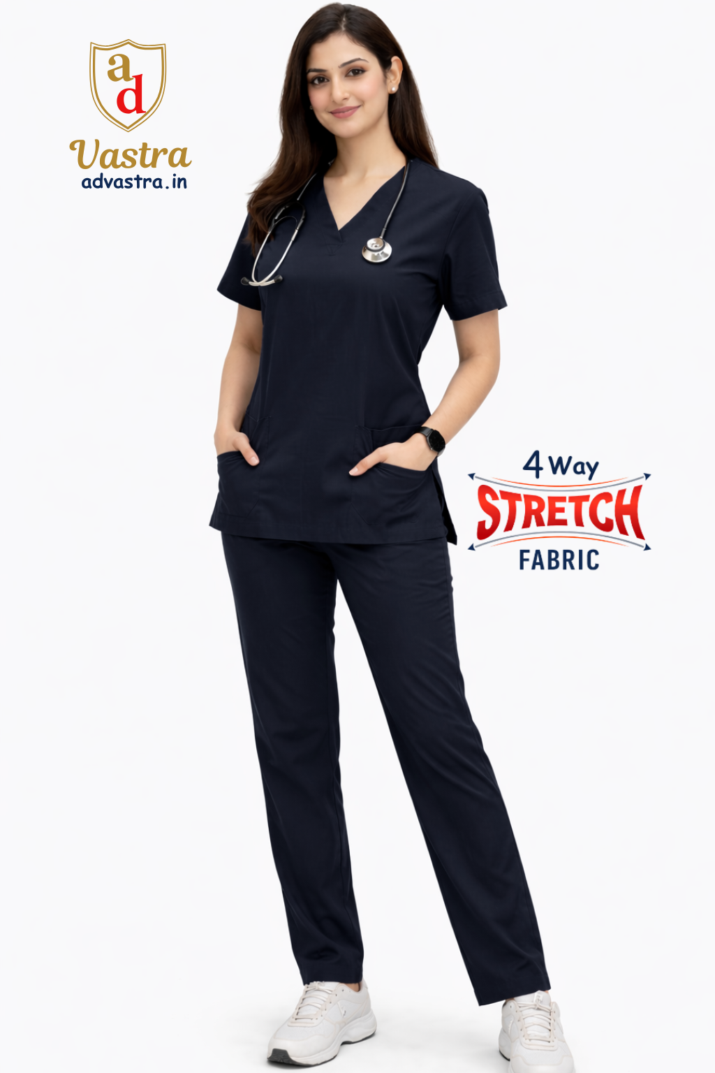 Elite Flex 4-way stretch Women’s Scrubs - Navy Blue