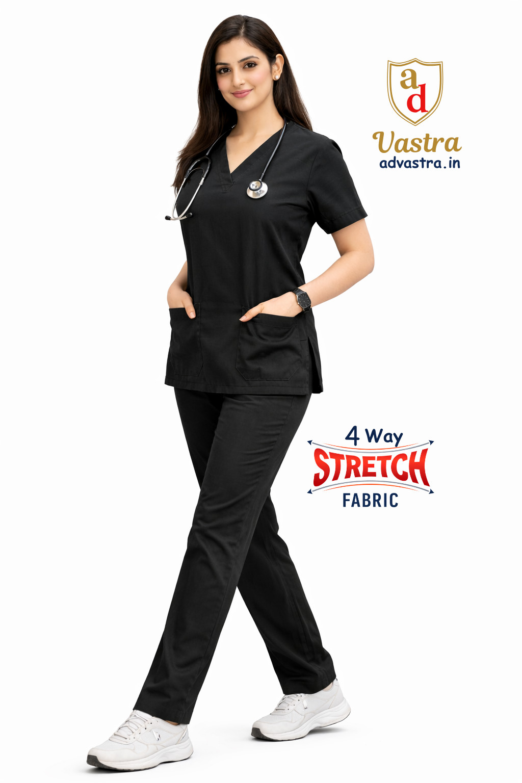 Elite Flex 4-way stretch Women’s Scrubs - Black